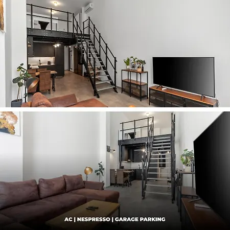 Industrial Loft Retreat W Ac And Garage Parking Apartment *